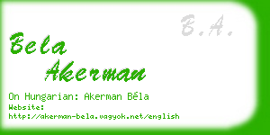 bela akerman business card